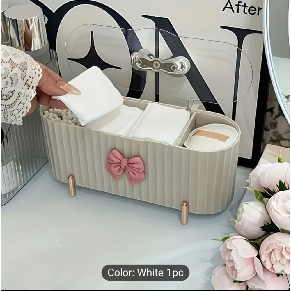 Pink or white 3grid Storage multifunctional Cosmetic organizer